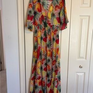 Vibrant Tropical Print Swim Coverup